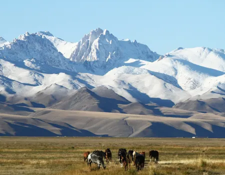 Storslåede bjergkæder præger udsigterne i Kirgisistan. Foto Finn Ladefoged